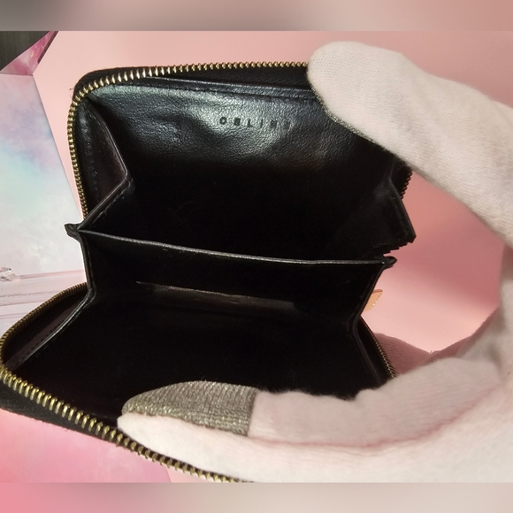 CELINE Vintage Macadam Coin Case Wallet Leather Black Brown - Picture 10 of 16